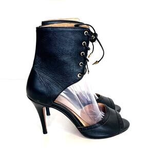 Samanta Victorian Whimsigoth Bootie Heels Size 8.5M Black Leather Witchy Punk